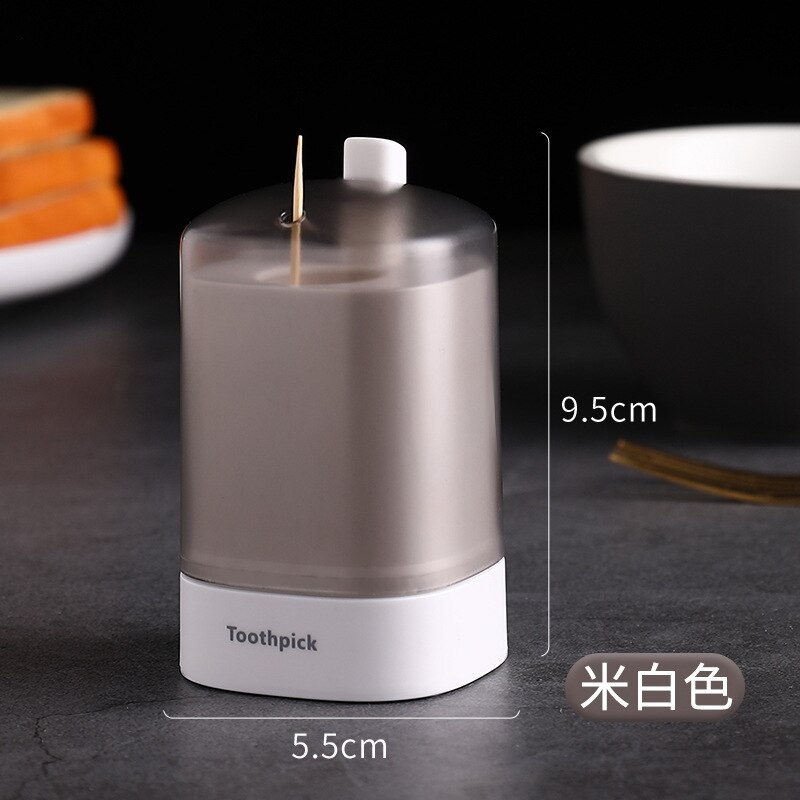 Automatic Pressing Toothpick Box Pop-Up Toothpick Bucket Portable Toothpick Holder Home Deco Kitchen Accessories: white