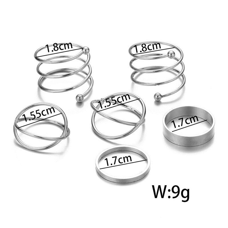 6 Teile/satz Böhmischen Jahrgang Runde Hohl Geometrische Ringe für Frauen Kreuz Twist Öffnen Ring Knöchel Finger Ringe Schmuck