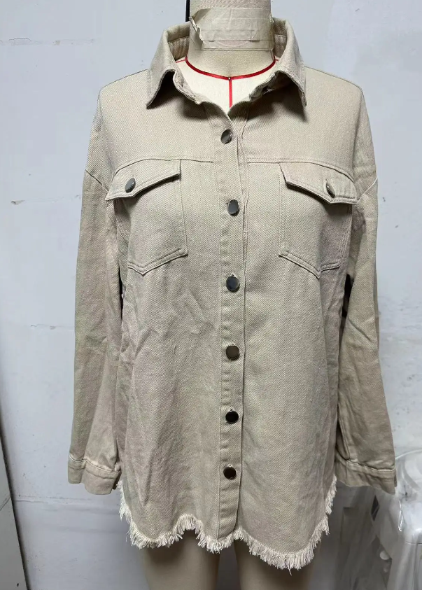 Camisas vaqueras holgadas informales lisas para mujer, camisas y blusas Vintage de gran tamaño para mujer, Tops juveniles a la para otoño 2025: XL / Caqui