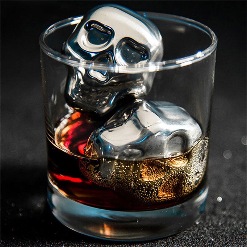 Roestvrij Staal Schedel Ice Cube Cooling Bier Whisky Wijn Cocktail Rock Koeler Stenen Nippen Chillers Bar Tool