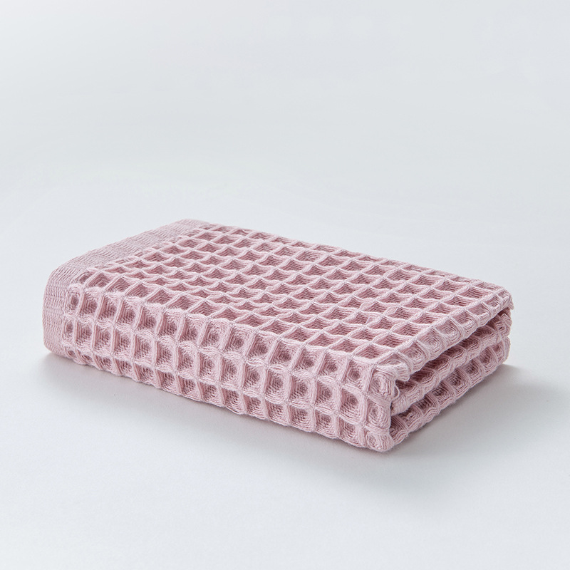 1 stks Wafel Zachte Gezicht Handdoeken voor Volwassenen Plaid Handdoek 100% Katoen Gezichtsverzorging Badkamer Gereedschap Sport Haar Handdoek 34*34 cm Vierkant: Roze