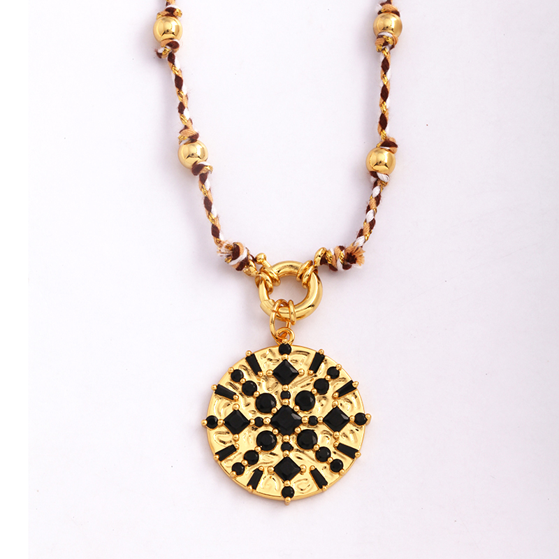 Estrella Celestial azul verde mal de ojo nudo largo collar de cuentas, Boho naturaleza cordón de algodón suéter amuleto verano playa joyería: Oro oscuro