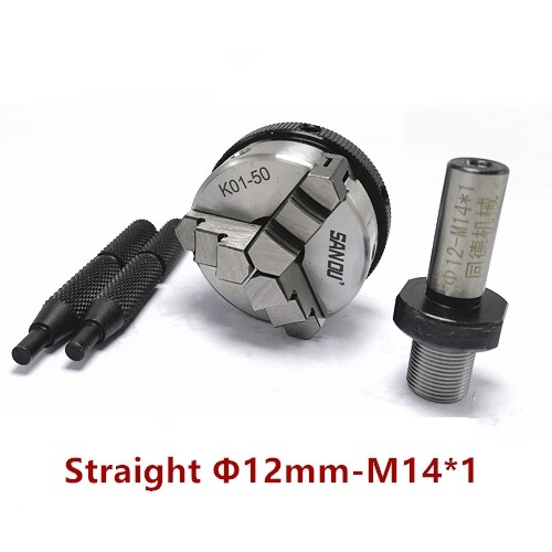 Sanou K01-50 chuck 50mm 2" LATHE Chuck three Jaw Manual mini Self-Centering Chuck Connecting rod Connector for CNC M14 adapter: K01-50 12mm straight