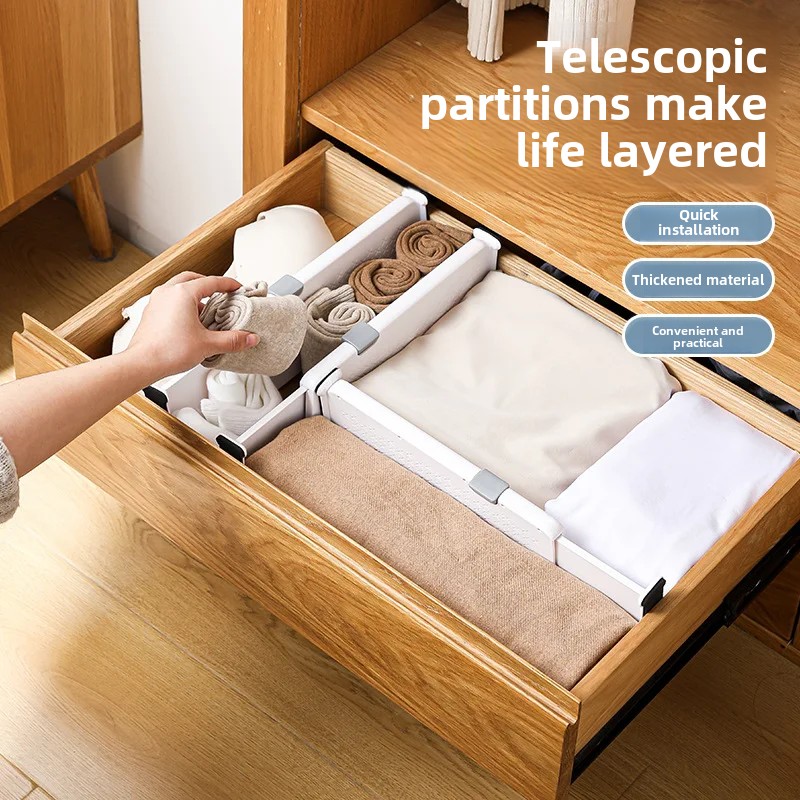 Justerbar skuffedeler, skillevegg, selvstendig organisering til bokhyller, garderober, kjøkken, gratis kombinasjonsoppbevaringsstativ