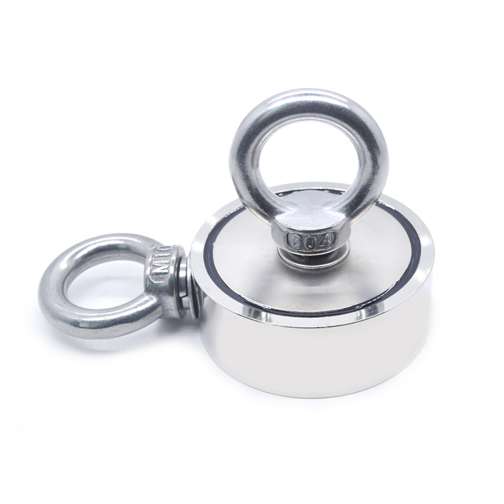 Anneau pour pêche à l'aimant en néodyme Super puissant, crochet à anneau pour récupération en profondeur 48mm, 60mm, 67mm, 75mm, aimant support de pêche tirant