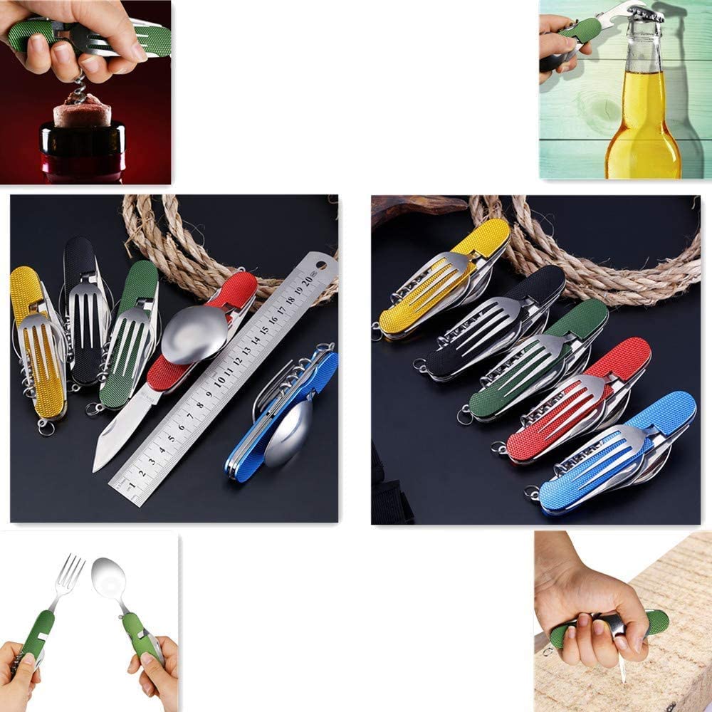 Multifunctional Foldable Pocket Stainless Steel Outdoor Camping Picnic Cutlery Knife Fork Spoon Tableware Parts