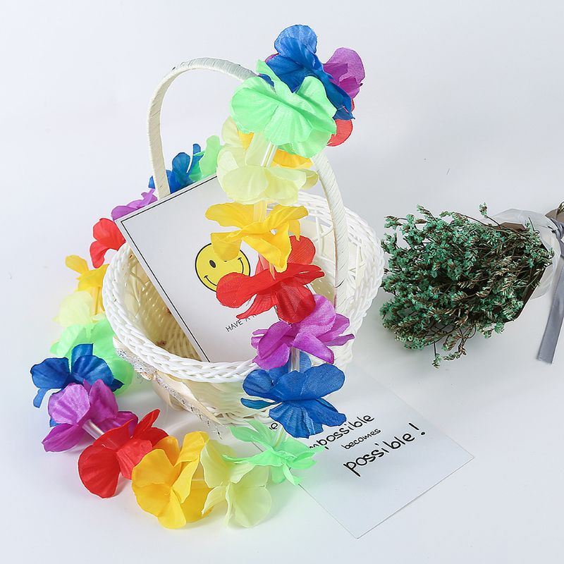 LED Lights Hawaii Flower Garland Necklace Hula Wreath Birthday Pool Party Supply Q6PD