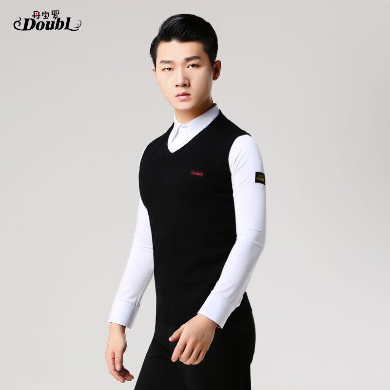 Doppio Gentiluomo Moderno Sala da Ballo Gilet Uomo di Magliette E Camicette di Lana Della Maglia Elasticità Senza Maniche Nazionale standard di costume di Ballo in forma