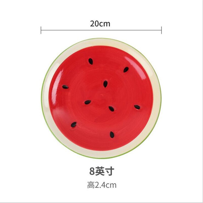 Household ceramic plate fruit plate 8 inch watermelon plate Japanese steak dessert breakfast plate tableware LB52003