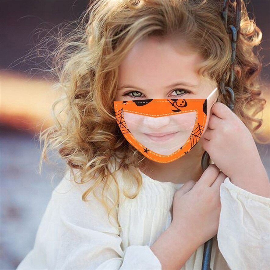 Outdoor Shield Washable Reusable Faces Protection Kids Halloween Cartoon Smile Clear Mouth Expression Lip Reading Face ma$k: OR