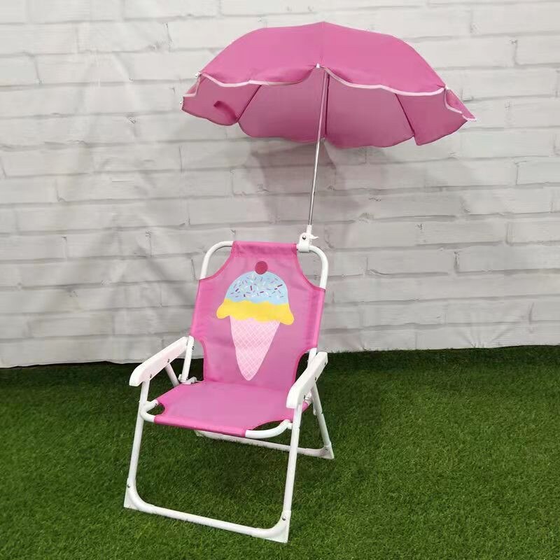 Outdoor Folding Beach Children Chair With Umbrella Utralight Baby Kids Camp Chair Sun Lounger Folding Picnic Camping Seat: Ice cream chair