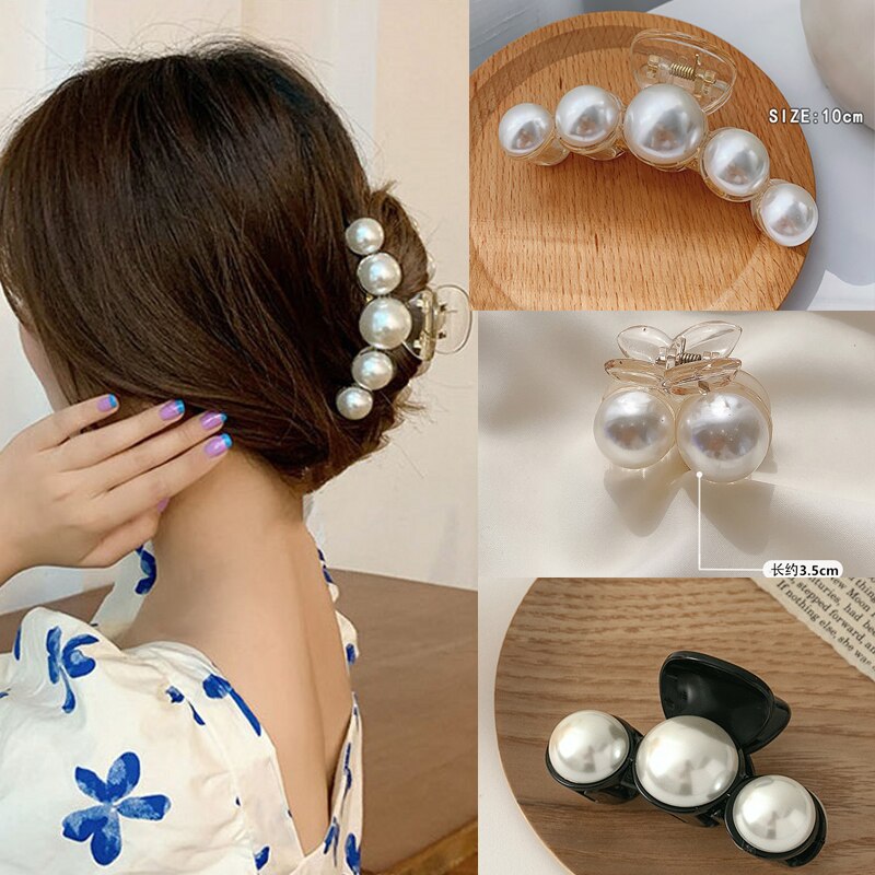 Grote Parel Haar Clips Witte Haarspeld Pinnen En Clips Parel Acryl Grijpen Haar Clips Voor Vrouwen Haarspeld Hoofdtooi Haaraccessoires