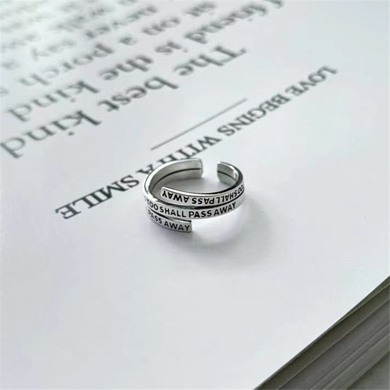 Anelli regolabili a doppio ponte con lettera in argento sterling 925 per le donne Accessori per gioielli da sposa Gioielli all'ingrosso Envío Gratis