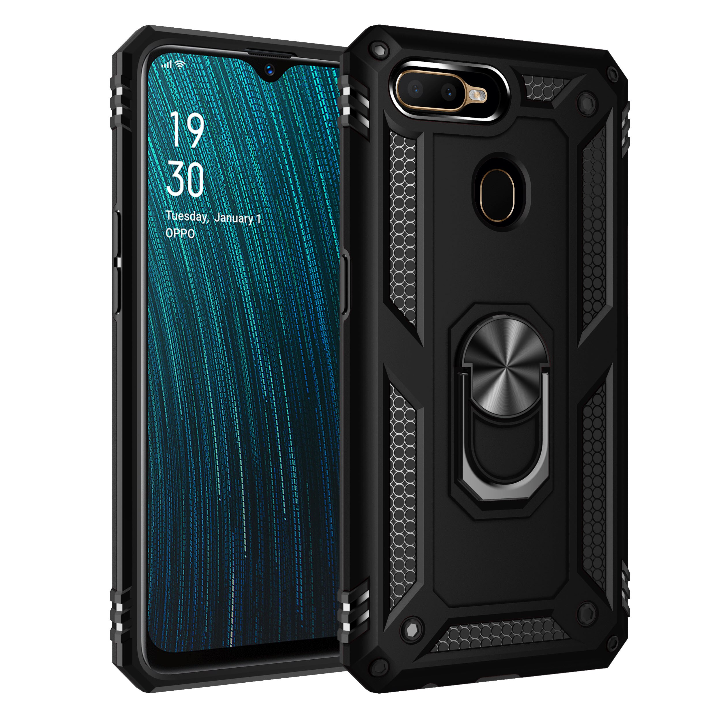 OPPO A5S Case Heavy Duty Tough Rugged Armor Case Kickstand Shockproof Case For OPPO A5S CPH1909 A 5S OPPOA5S OPPO AX5S: Black