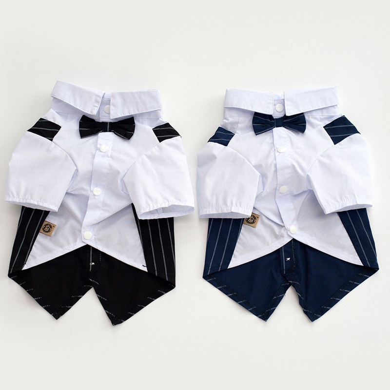 Pet Dog Clothes Wedding Suit Cute Gentleman Tuxedo Bow Puppy Coat Striped Suit 5 Size Supplies Pets