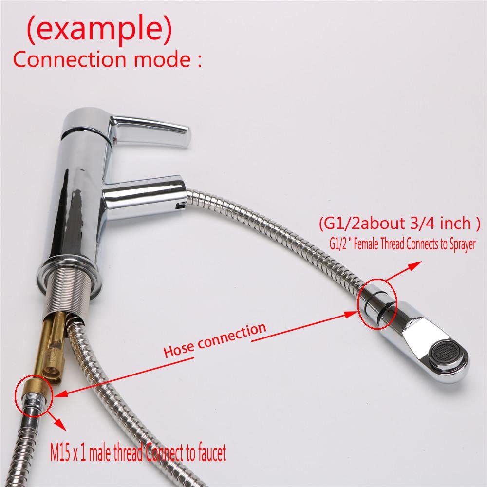 Robinet de cuisine en fil de Nylon noir/gris, tuyaux de robinet extractibles, Tube de tuyau extractible en Nylon gris, lavabo de cuisine, connexion de lavabo