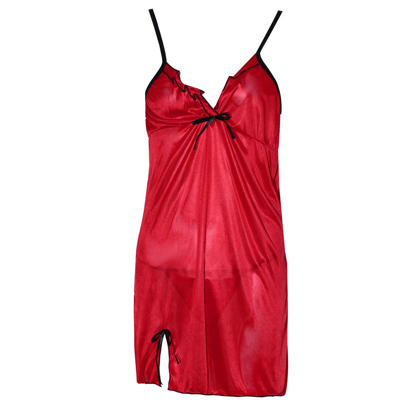 Dames nachtkleding met kanten bandjes, sexy nachtjurk met v-hals, sexy nachtjurk met vetersluiting en bloemenuitsnijding, zijdezachte, comfortabele nachtkleding: S / Blauw
