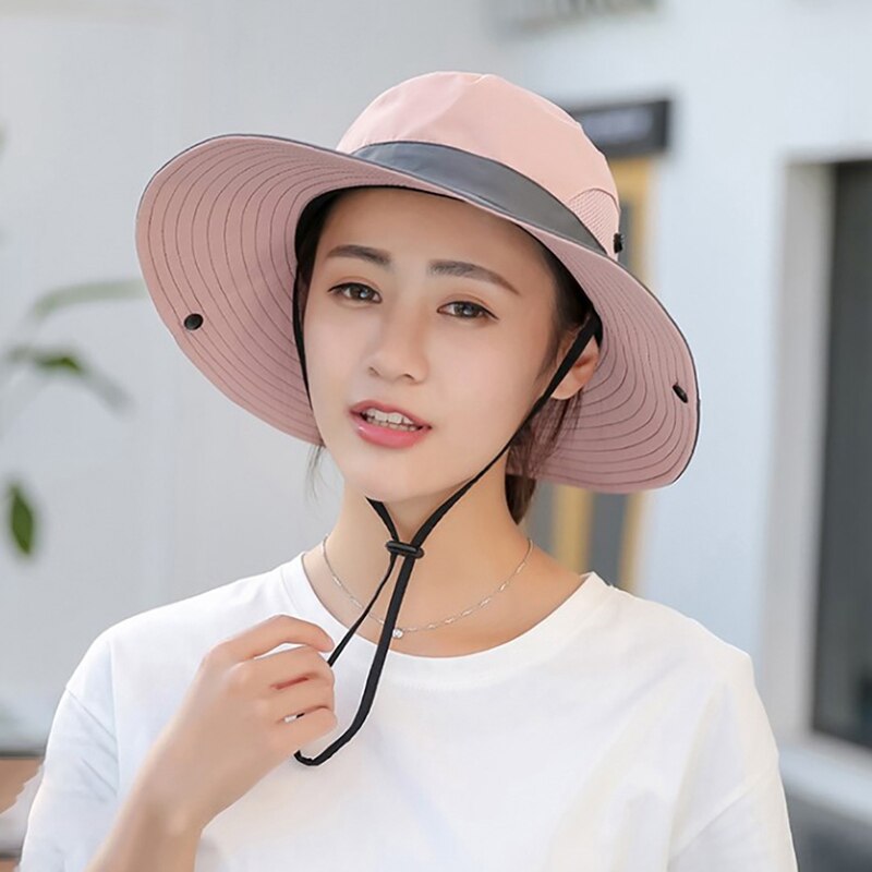 Bucket Hat - Breiter Schirm - Sonnenschutz - Atmungsaktiv Nylon - One Size - Kinnband für Strand Wandern