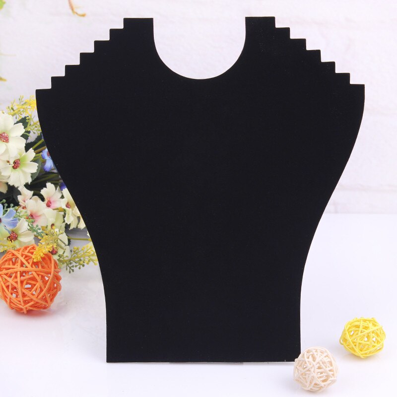 Karton Fluwelen Stof Ketting Buste Sieraden Hanger Ketting Display Houder Stand Hals Schildersezel Showcase Zwarte Kleur