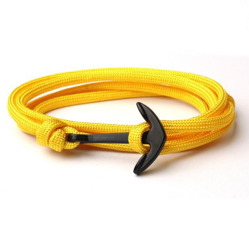 Kotwica bransoletki mężczyźni Double strand Nautical Survival Rope bransoletka Paracord kobiety czarna klamra sportowa ze stali nierdzewnej