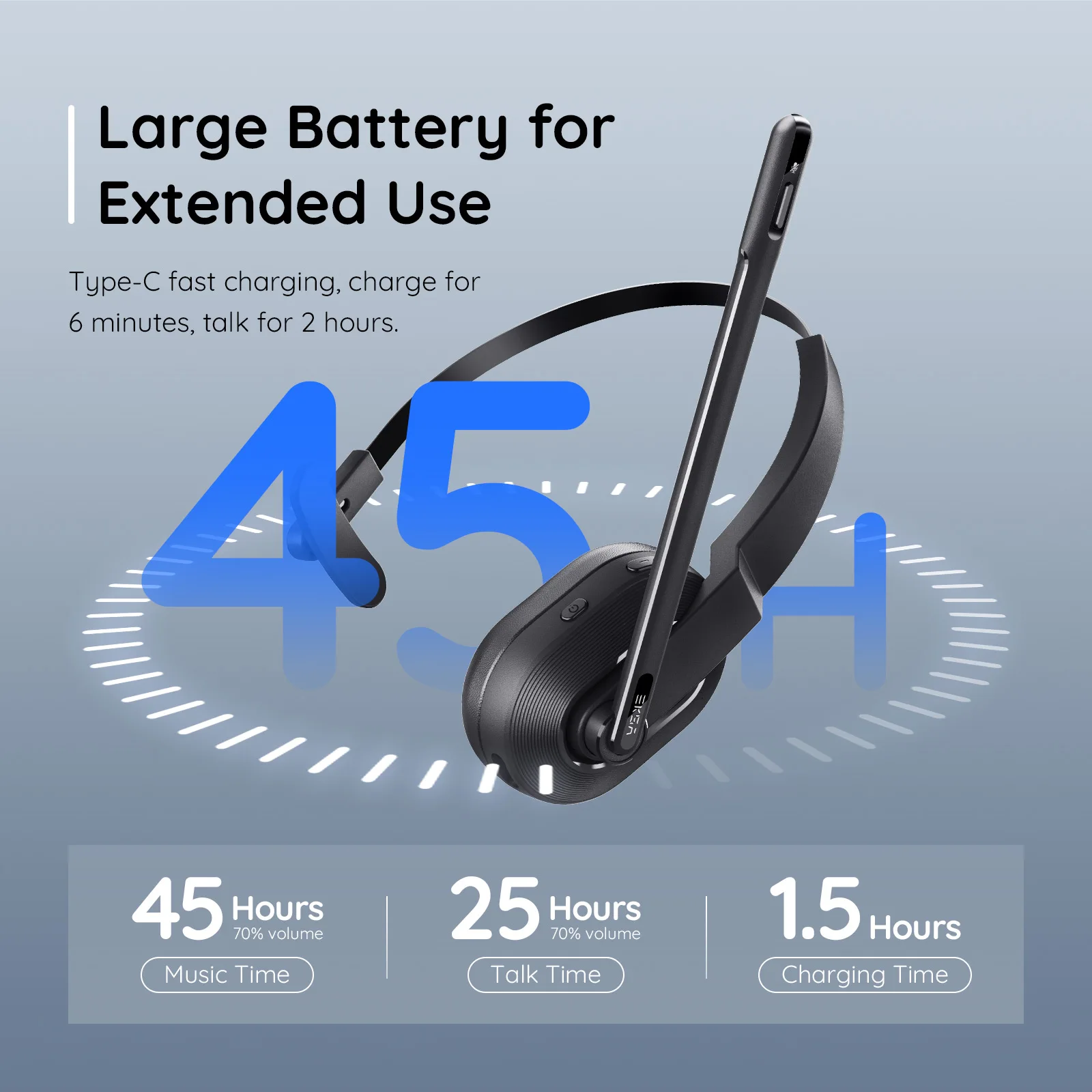 EKSA H5 Bluetooth 5.0-Kopfhörer zum Anrufen mit 2 ENC-Mikrofon-Mittelkopfhörern mit Ladestation, USB-Dongle für das Büro
