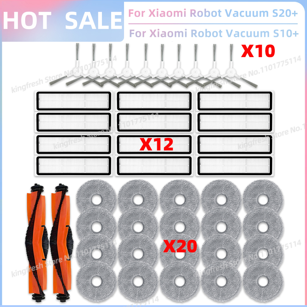 Passend Für Xiaomi Robot Vacuum S20+ Plus B108GL / S10+ Plus B105 Staubsauger Teile Hauptwalze Seitenbürste Hepa-Filter Mopptuch Zubehör