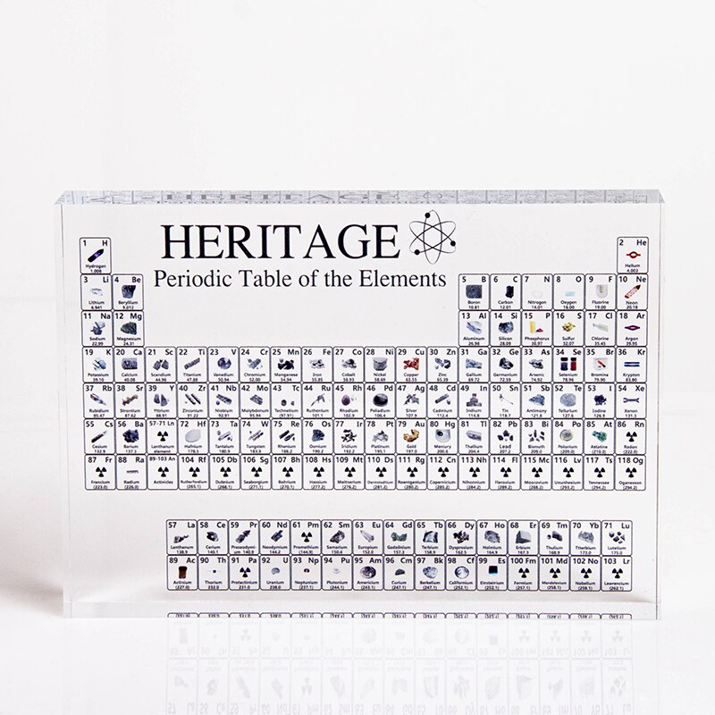 Acrylic Transparent Periodic Table Display With Real Elements Kid Teaching School Day Chemical Element HERITAGE Decor: 150x114x20mm