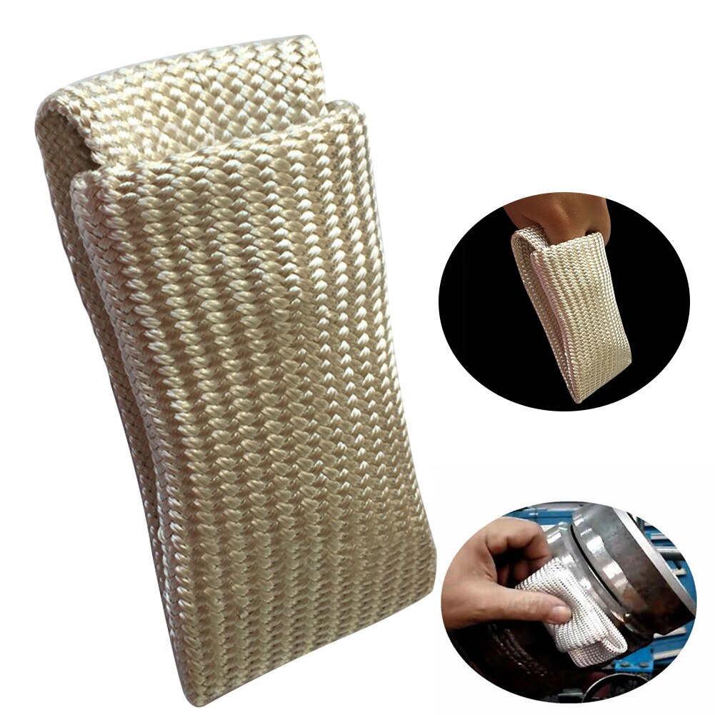 Guantes de protección para soldadura, equipo de protección antiquemaduras, duradero, Beige, aislamiento de alta temperatura, Mangas de seguridad