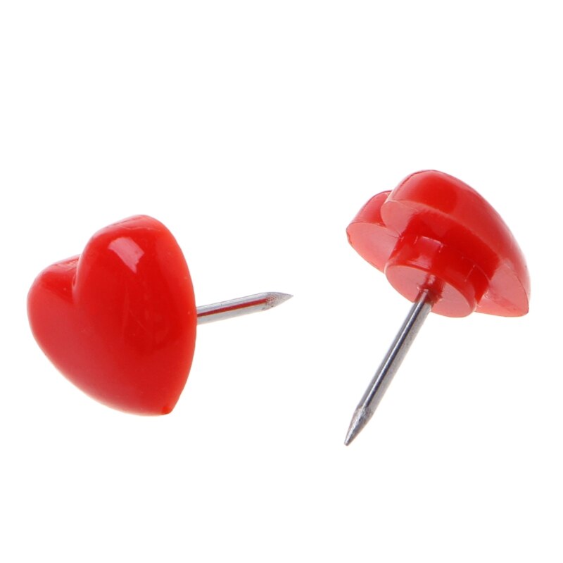 50 Uds plástico en forma de corazón de color Push Pins tachuelas para oficina escuela