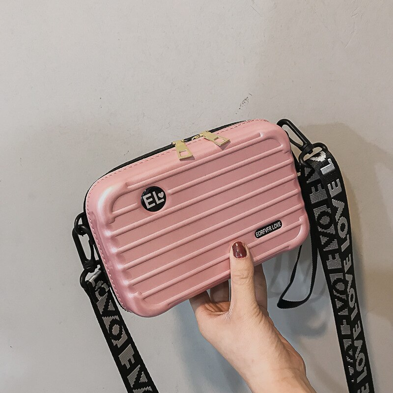 Women Handbag Mini Box Bag Small Square Versatile Letter Stripe Shoulder Box Bag Cool Ladies Street Outdoor Travel Bag: Pink