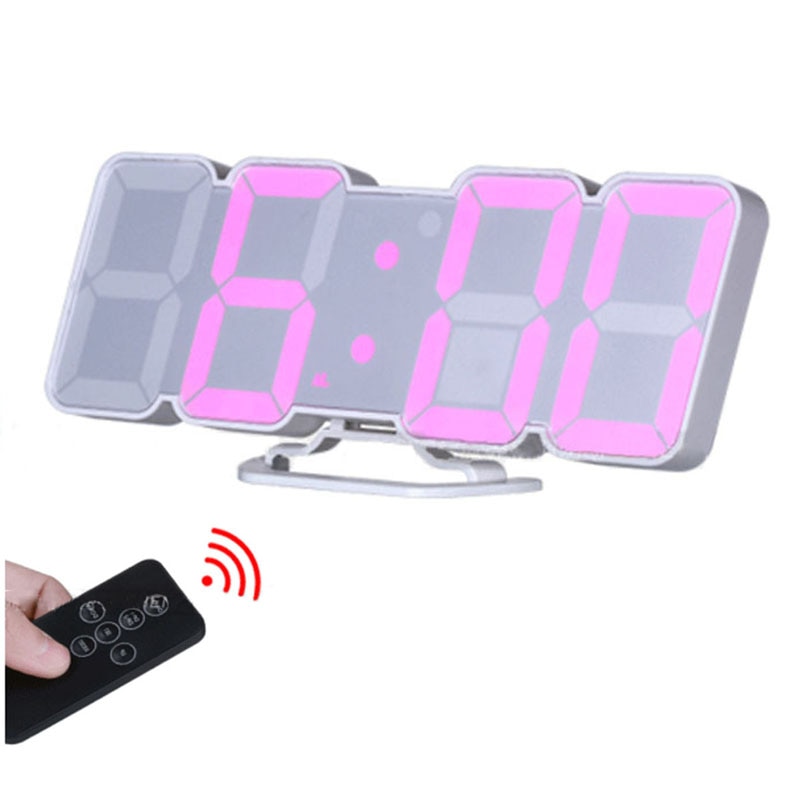 3D Wireless Remote Digital Wall Alarm Clock,115 Color Variations Of Led Digital, Voice Control Mode,Controller