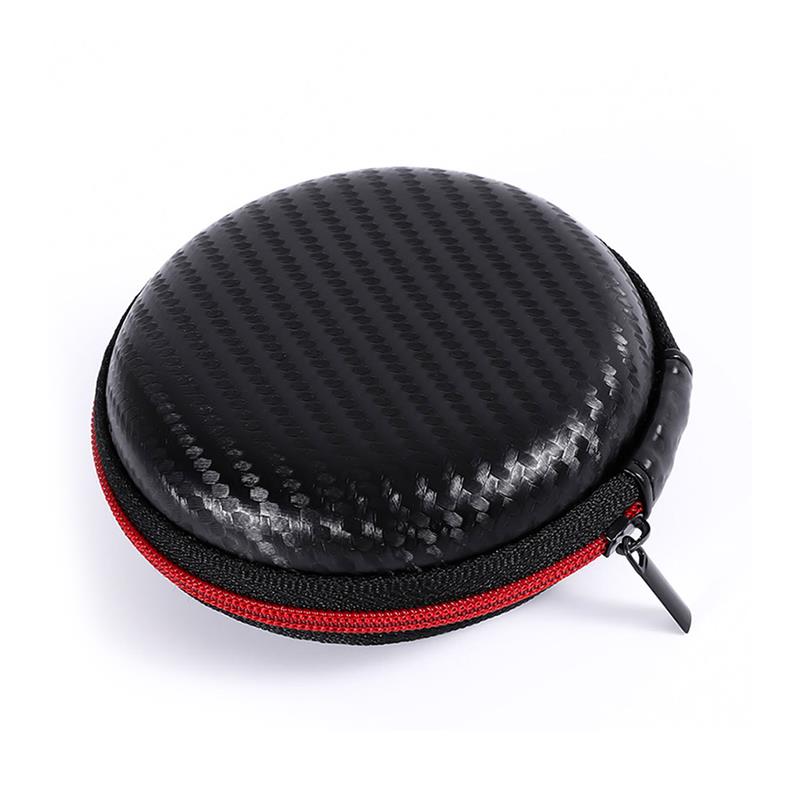 Mini Headphone Case Bag Portable Earphone Earbuds Box Storage for Memory Card Headset USB Cable Charger Organizer: RED Round