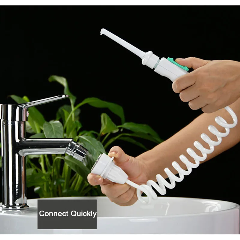 grifo irrigador Oral limpiador de dientes portátil hilo Dental de agua presión ajustable recogedor de agua Jet hilo dental sin necesidad de carga