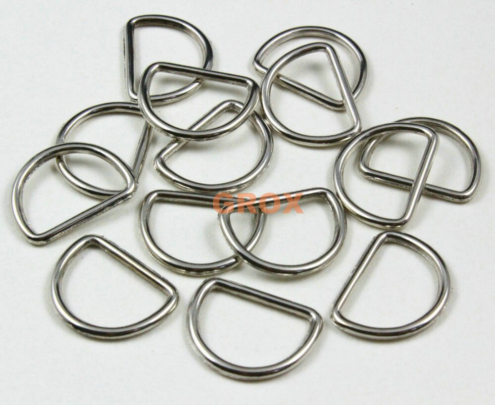 100 Stuks 17.5mm Nikkel Kleur Gelaste Metalen D Ring Purse Bag Dee Ring