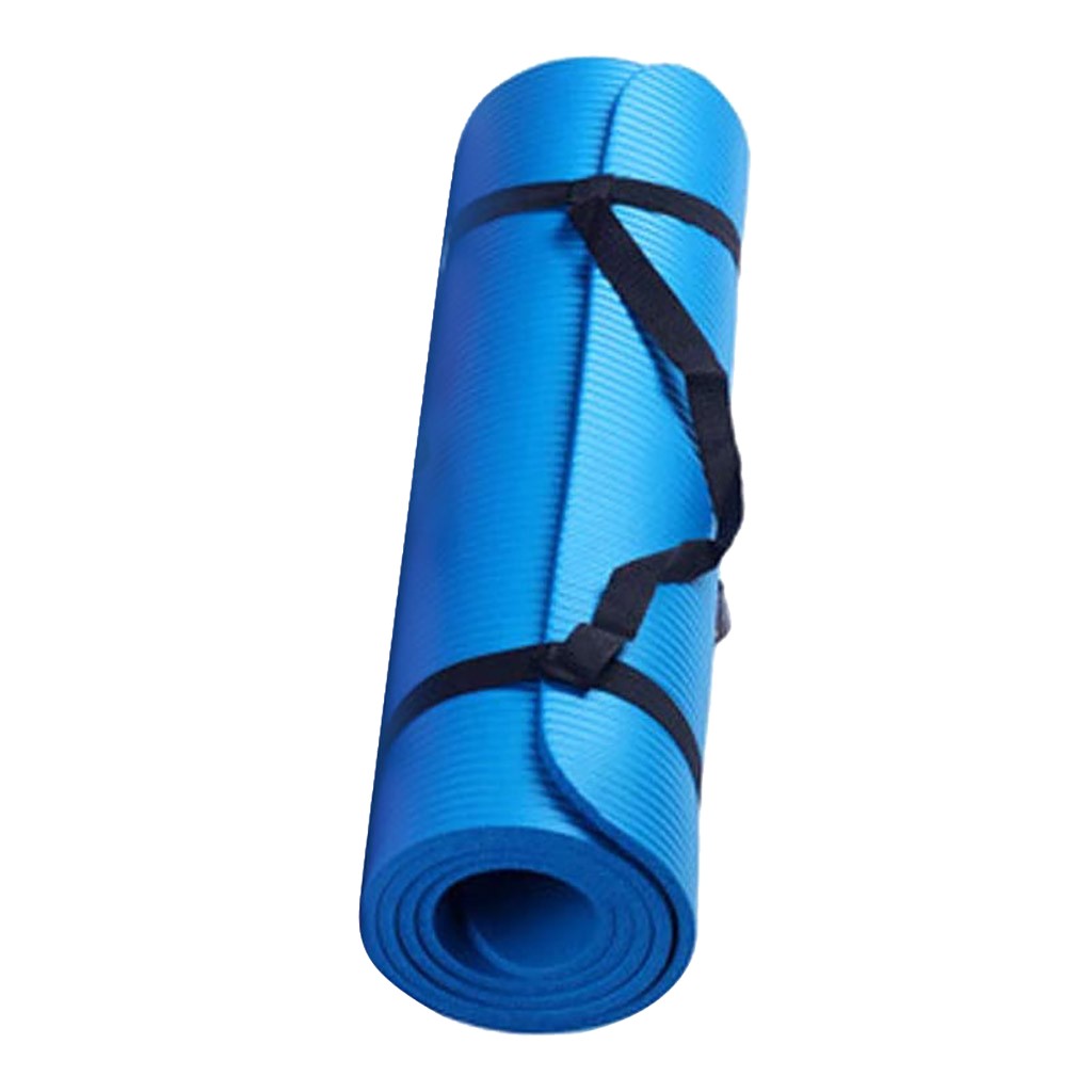 Yogamåtter lille 15 mm tyk og holdbar yogamåtte skridsikker tæppemåtte til begyndere miljømæssig fitness gymnastikmåtter træning: Blå