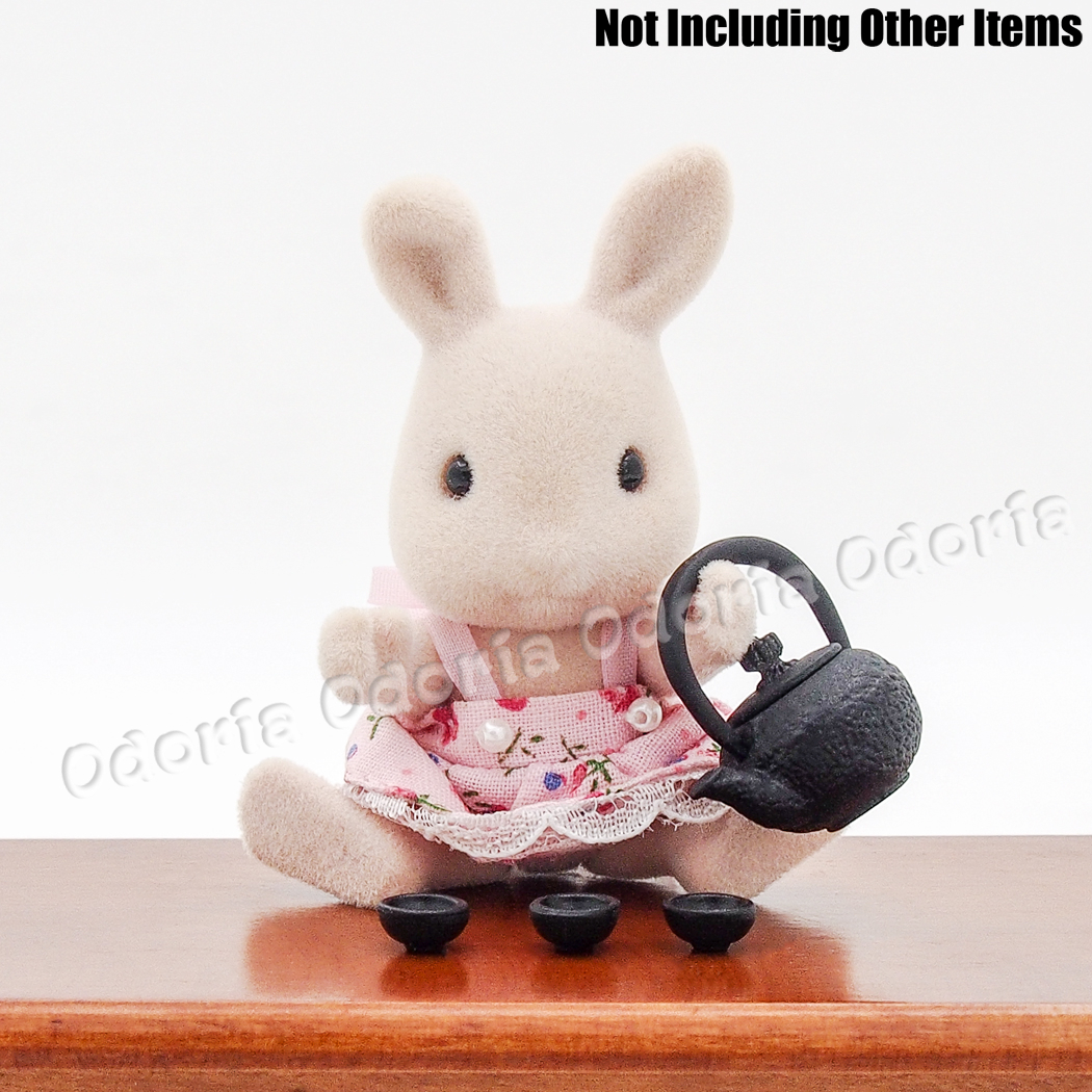 Odoria 1:12 Miniature Metal Teapot Tea Kettle with 3 Cups Dollhouse Kitchen Accessories