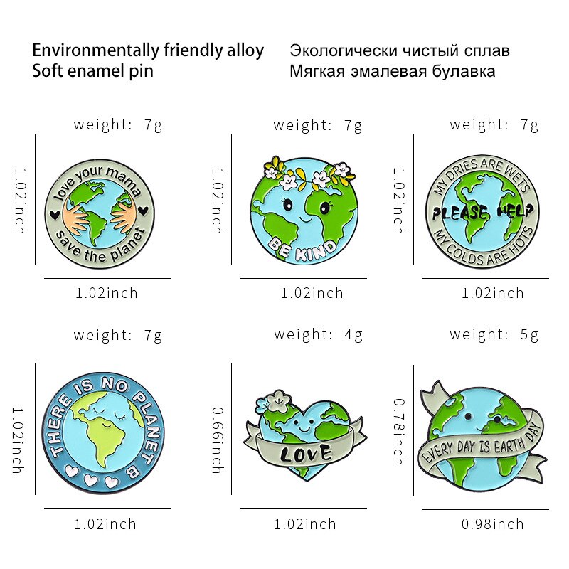 Creativo serie di protezione ambientale verde spilla in lega personalità della moda ambiente per la cura della terra accessori per Badge selvatici
