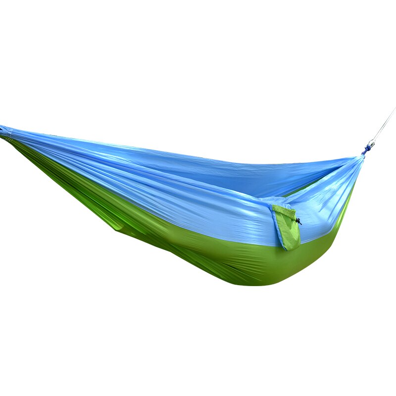 Desert&amp;Fox Outdoor Hammock Nylon Fabrics Double Person Rope Multi-color Hanging Bed with Portable Storage Bag: Green Blue