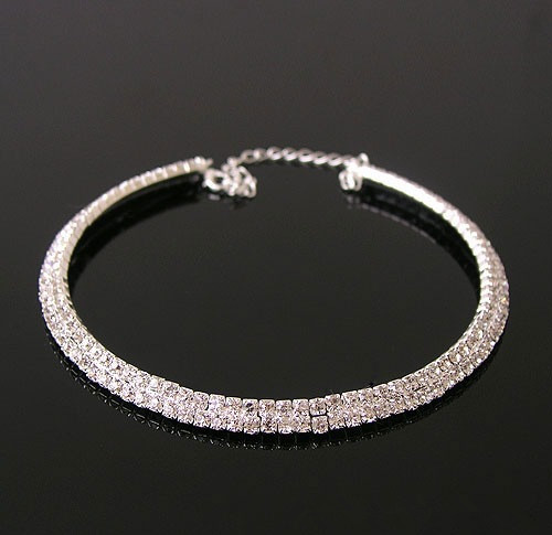 Collier Strass Pendant En Ras De Cougris Argent | Boutique Magique