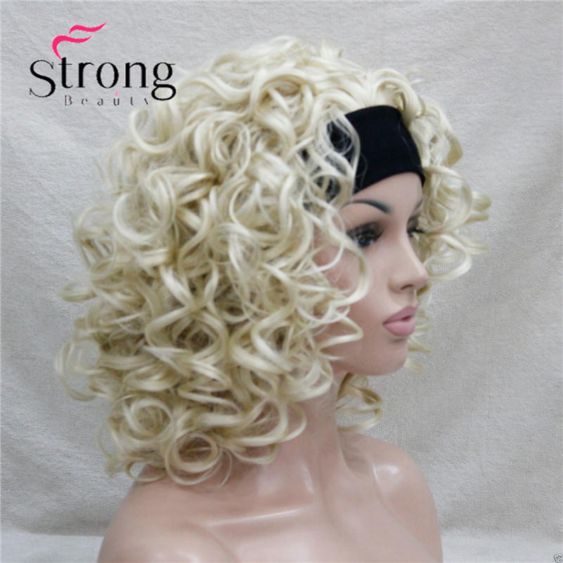 Blonde Highlights Short 3/4 Women's Synthetic Wigs Hairpiece Curly Hair Piece with Headband COLOUR CHOICES: #613