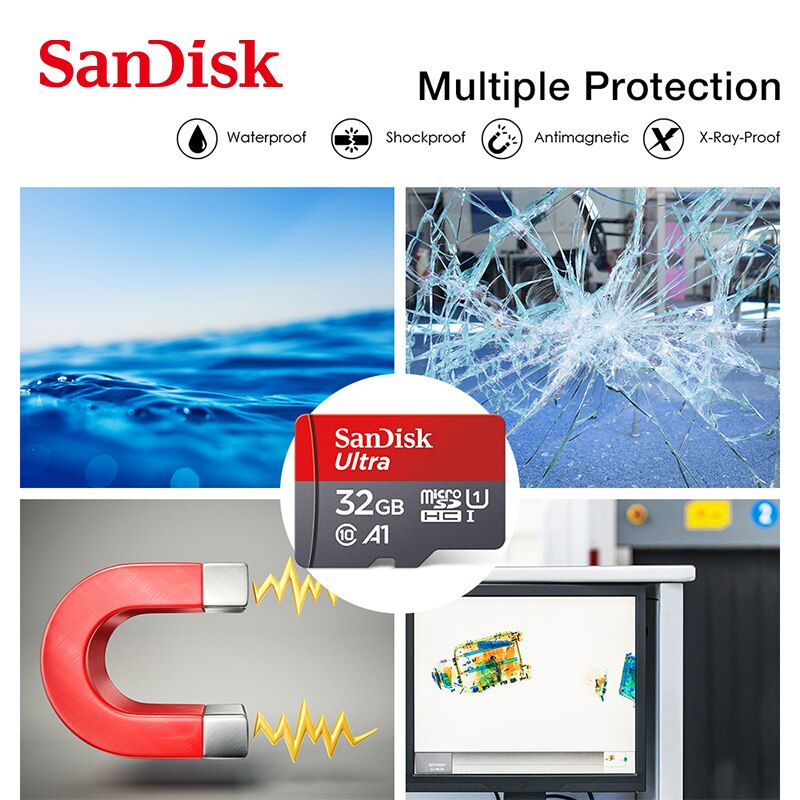 Sandisk Micro Sd-kaart Class10 Tf Card 16Gb 32Gb 64Gb 100% Originele 128Gb 256Gb Max 120 Mb/s Geheugenkaart Voor Smartphone En Tablet