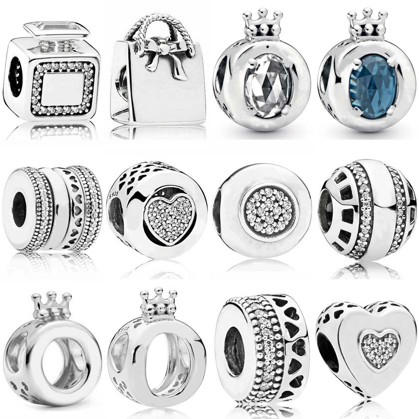 Spinning Hearts Signature Scent Shopping Handbag Logo Ball Charm 925 Sterling Silver Beads Fit Bracelet DIY Jewelry