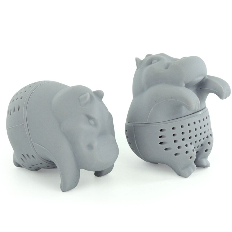 Herbruikbare Hippo Shaped Thee-ei Siliconen Theezeefje Koffie Herb Filter Lege Thee Zakken Losbladige Diffuser Accessoires