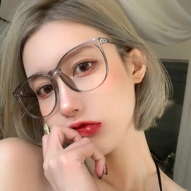 Anti Radiation Glasses for Women Retro Round Glasses Frame Anti Blue Light Eyeglasses: transparent