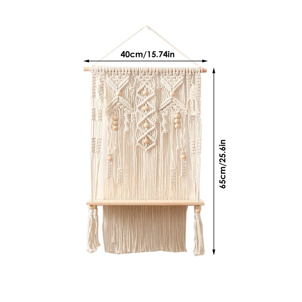 macramé wandkleed set - 2 stuks - handgeweven - boho - katoen - hout