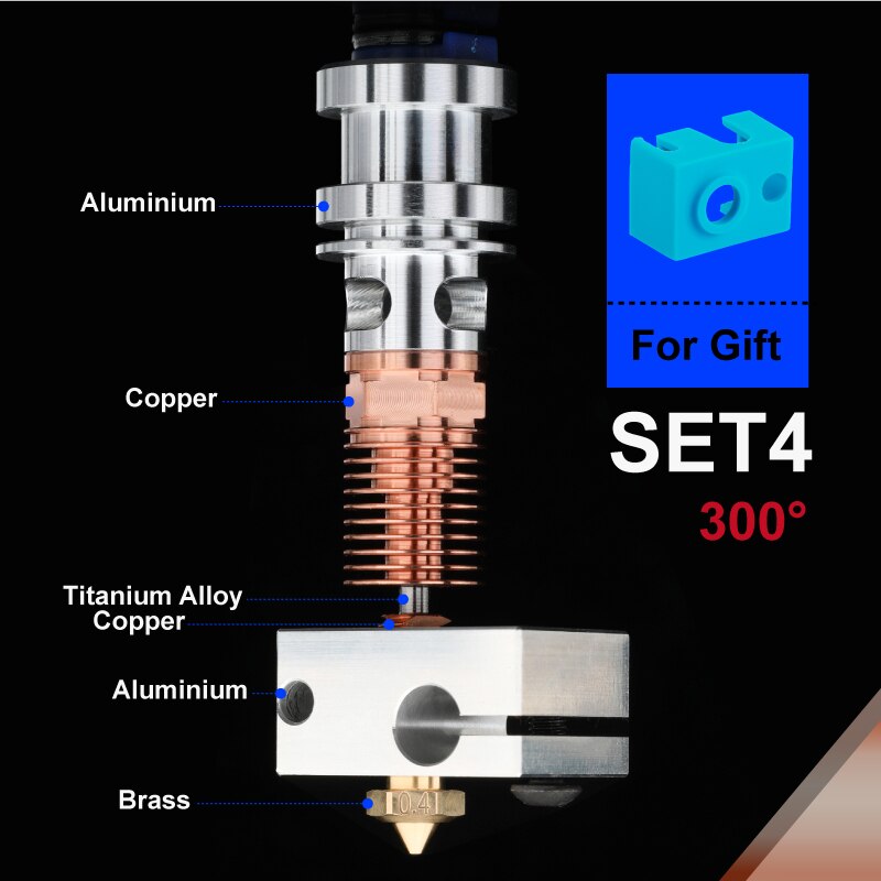 Mellow Upgrade All Metal NF Smart-V6 V2.0 Hotend Titanium Heat Break Kit For V6 Hotend Prusa MK3 DDG Extruder 3D Printer: 12V / SET4
