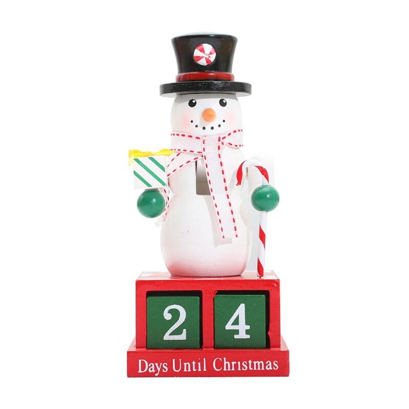Snowman Shape Christmas Decoration Wooden Countdown Calendar Cute Cartoon Decoration Countdown calendar: B