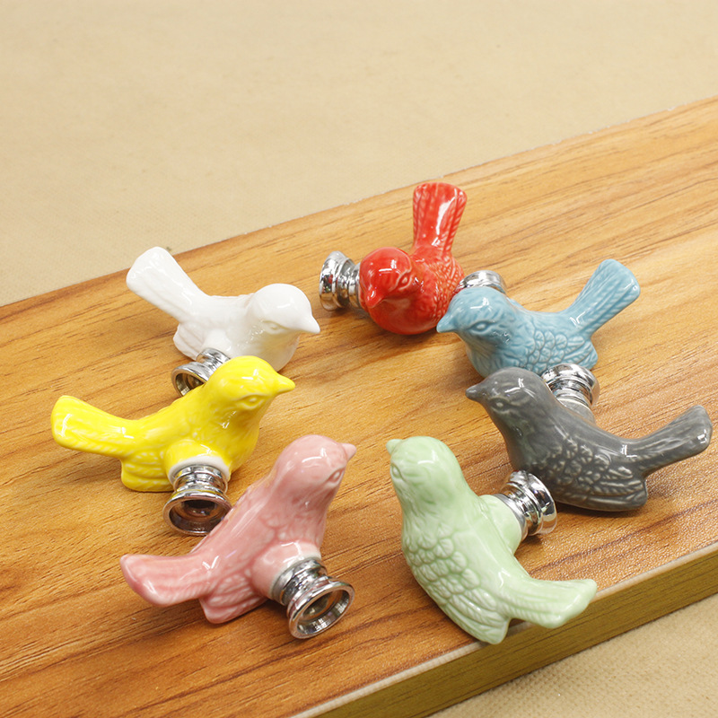 32mm farverige keramiske fugleskabsknapper dørtrækhåndtag skab skuffe garderobemøbler håndtagsknapper