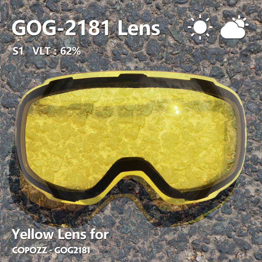 COPOZZ Originale GOG-2181 Lente Giallo Graziato Lente Magnetica per Occhiali Da Sci Anti-fog UV400 Sferica Occhiali Da Sci di Notte Sci lente