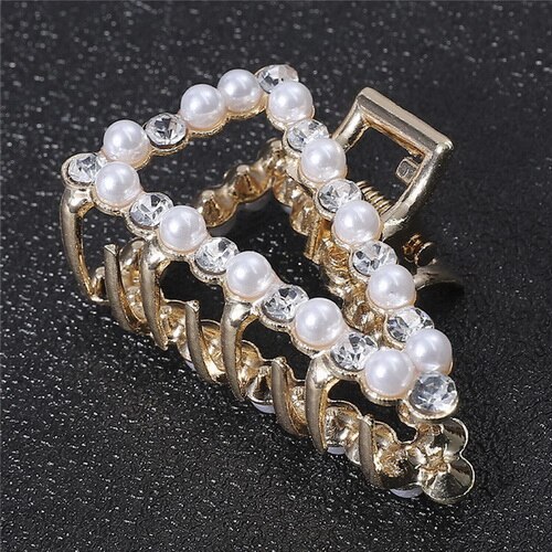 1PcFashion Geometric Imitation Pearl Hair Clips Hair Claw Crab Crystal Retro Heart Shape Hairpin Hair Accessories For Women Girl: 04B